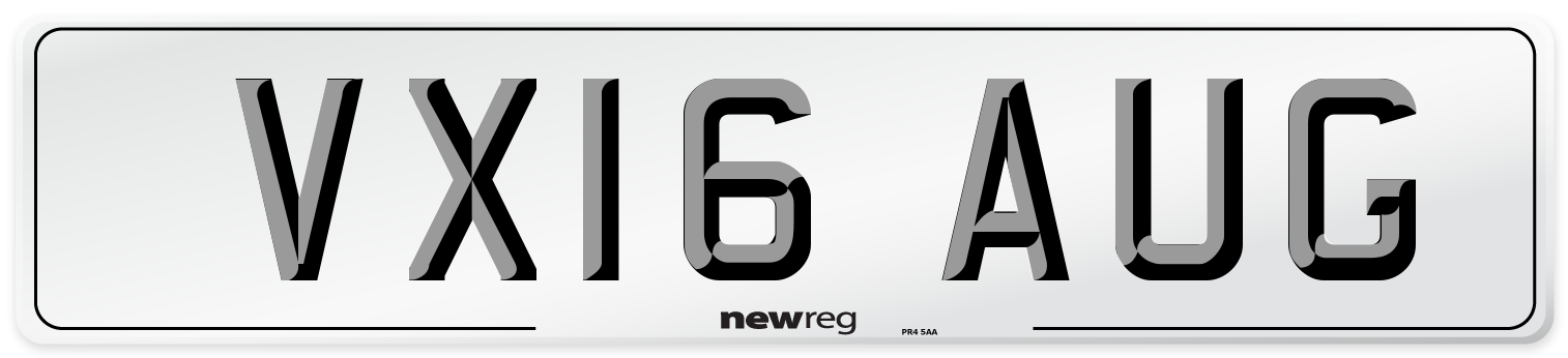 VX16 AUG Number Plate from New Reg